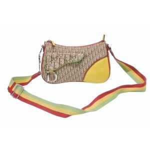 Christian Dior Trotter Saddle Bag Shoulder Rasta colors Galliano